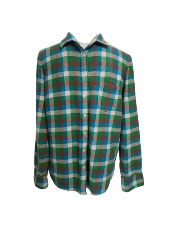 J. Crew Other - J. Crew Boy Long Sleeve Blue, Green, & Brown Flannel Button Down Shirt 12
